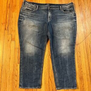 Silver Jeans Womens 24W Sam Blue Stretch High Rise Crop (47x26.5 Actual)